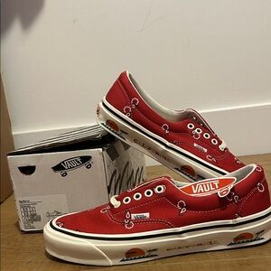 Vans Vault Red Canvas Sneakers with California Motif